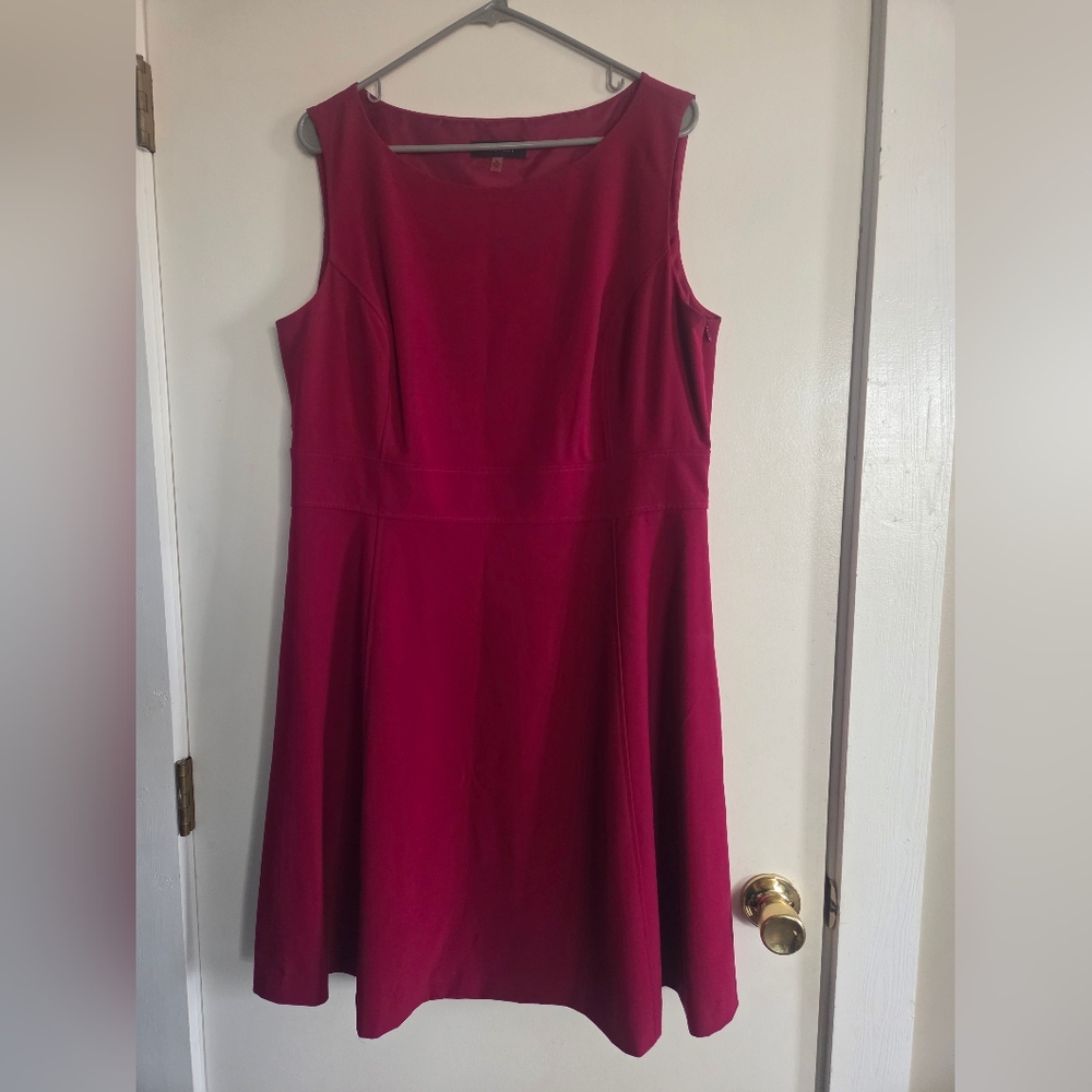 Pink A-Line Sleeveless Midi Dress